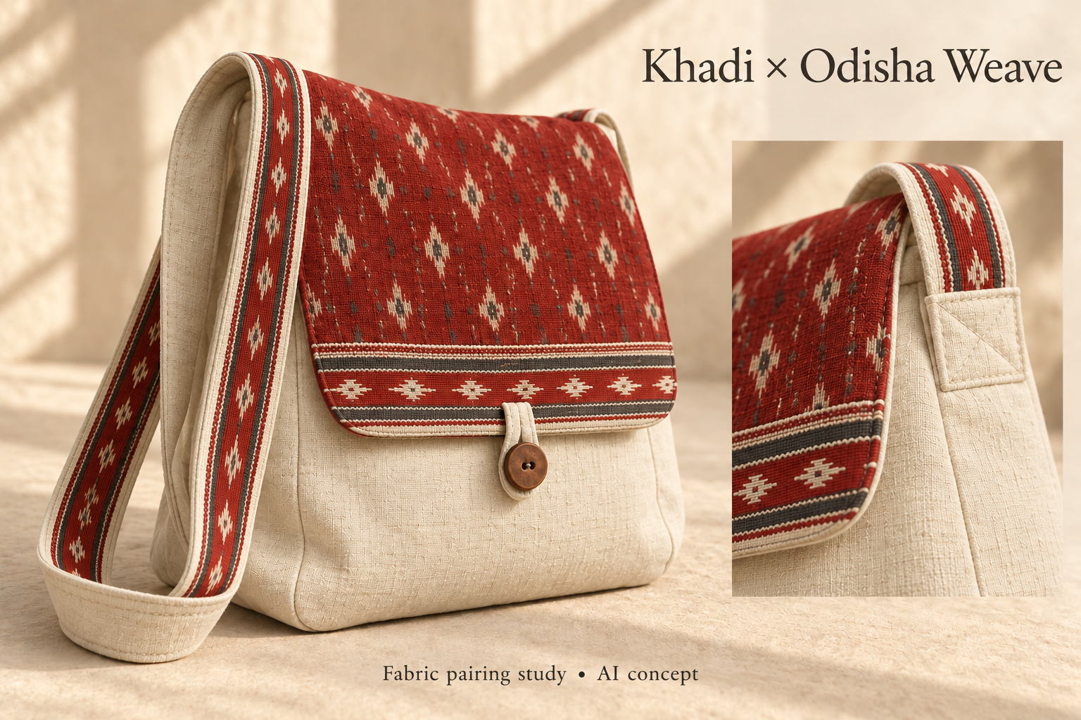 Khadi × Odisha Weave bag design and details